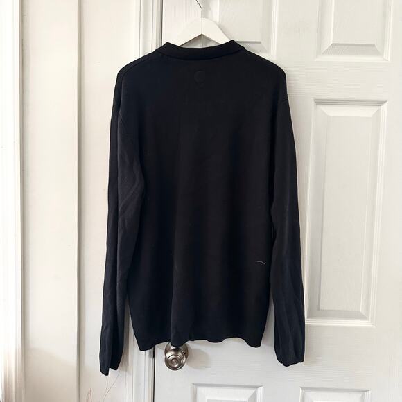 Common People Clothing NWT Navy Blue Full Zip Thru Polo Sweater Cardigan Large - Picture 9 of 10